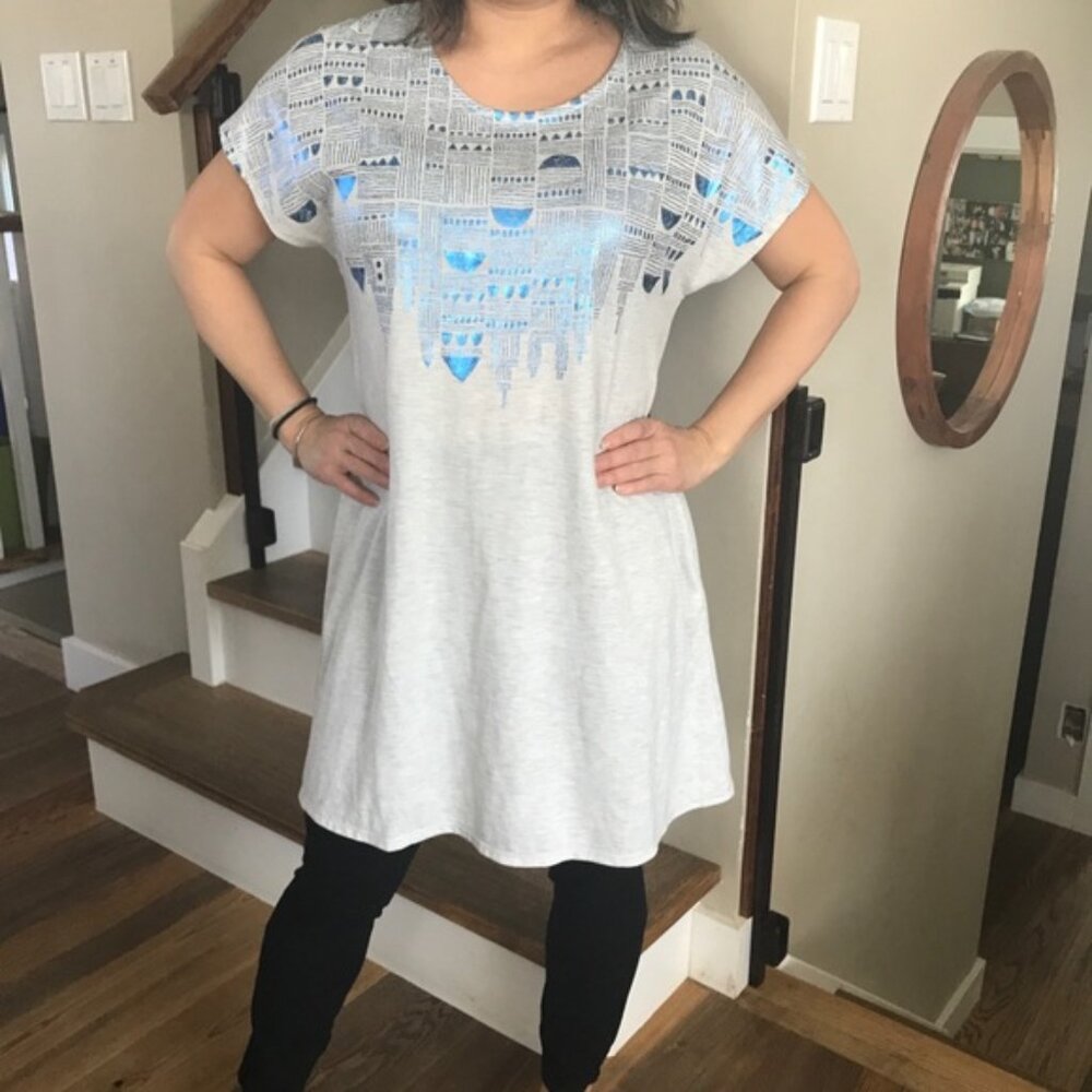 Graniph metallic tribal pattern T-shirt dress with pockets